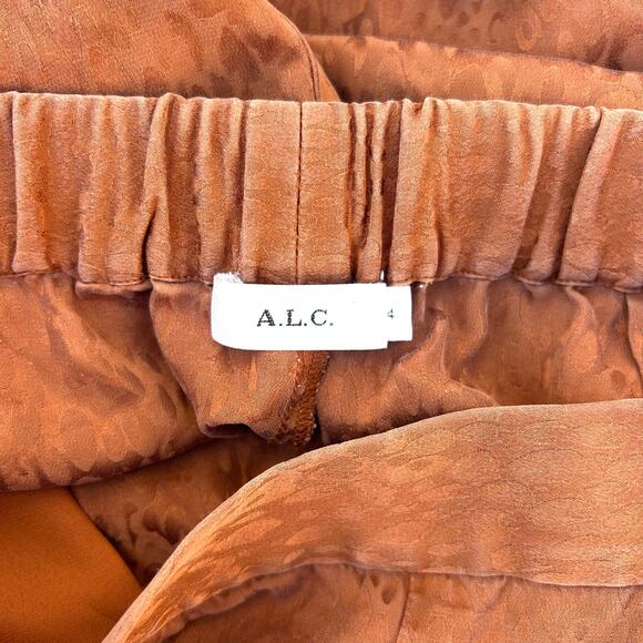 A.L.C. Silk Jameson Cropped Wide Leg Luxury Trousers Pants Rust Leopard 4 ALC - Picture 4 of 8